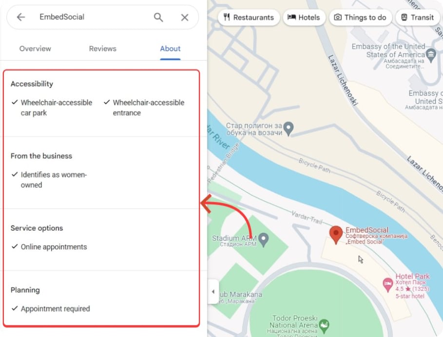 gbp attributes in google maps
