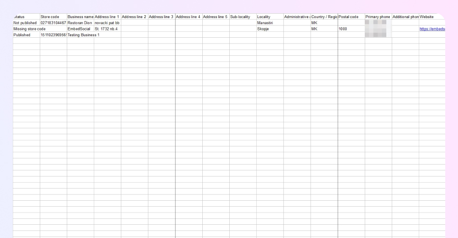 gbp listings spreadsheet file