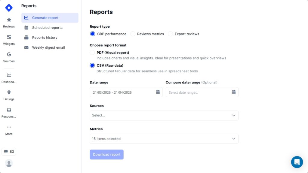 localith downloading gbp performance report