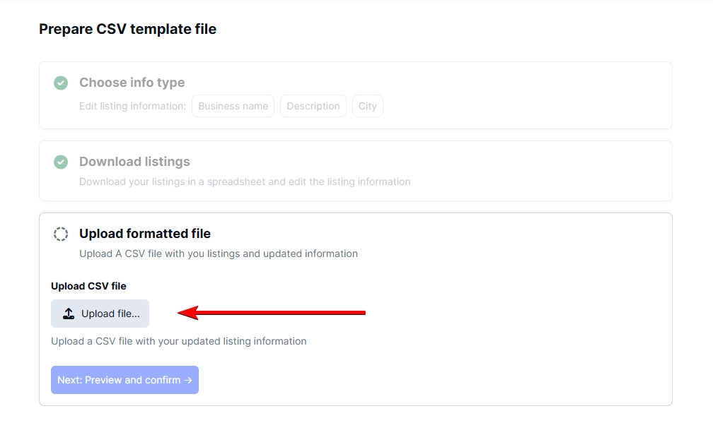 uploading the csv template in embedsocial