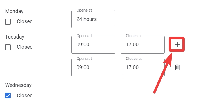 adding a break in gbp hours