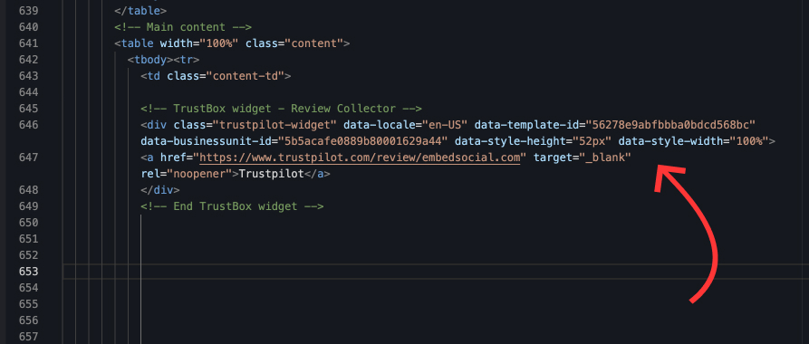 Trustpilot HTMl widget