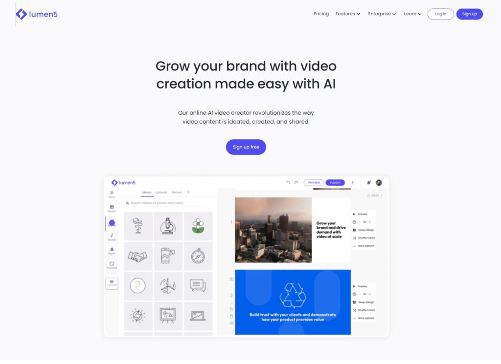 lumen5 landing page