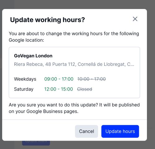 Bulk update business hours on Google business profile