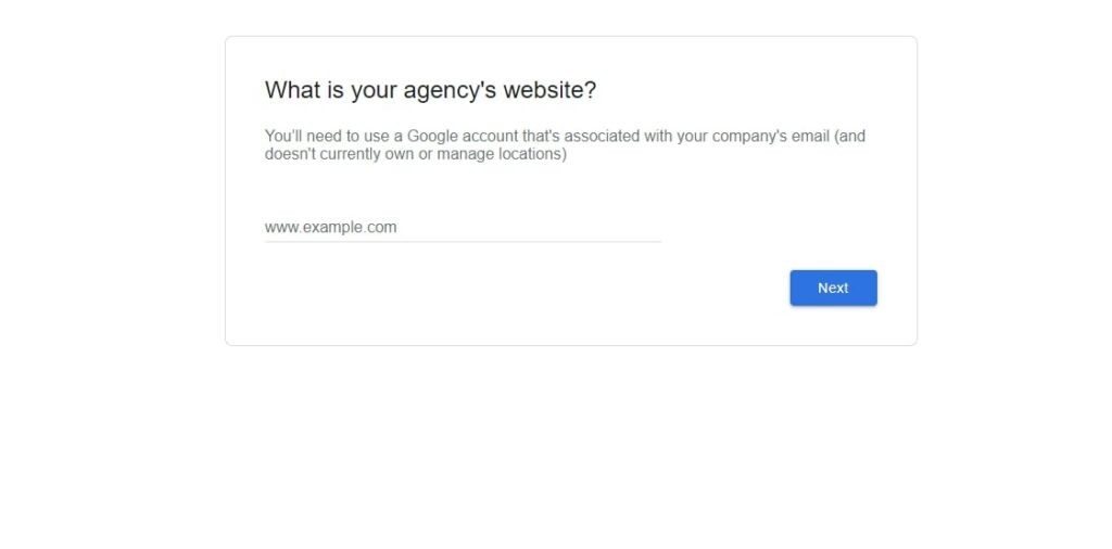 page to create a gbp agency account