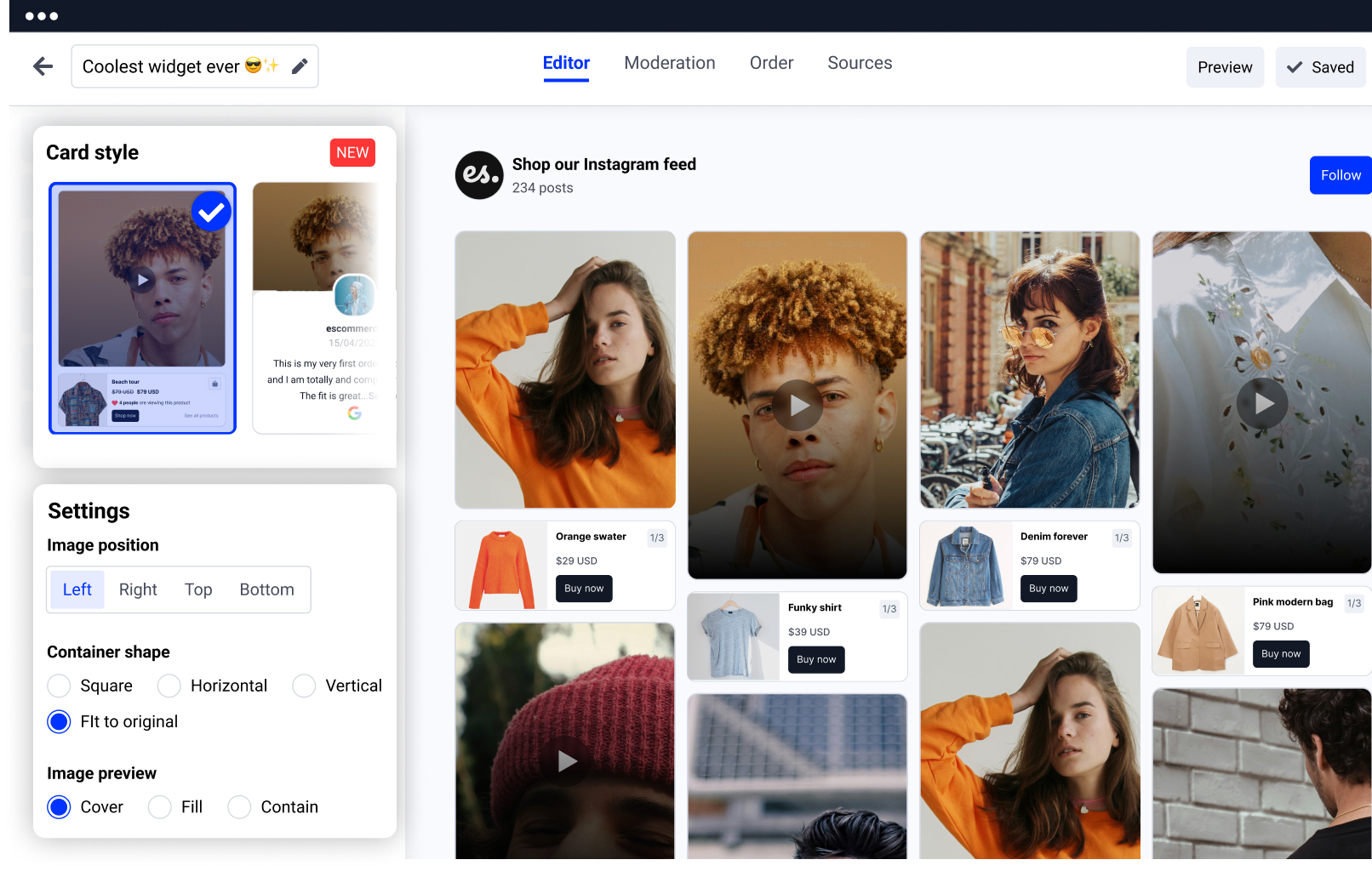 Embed Shoppable widget