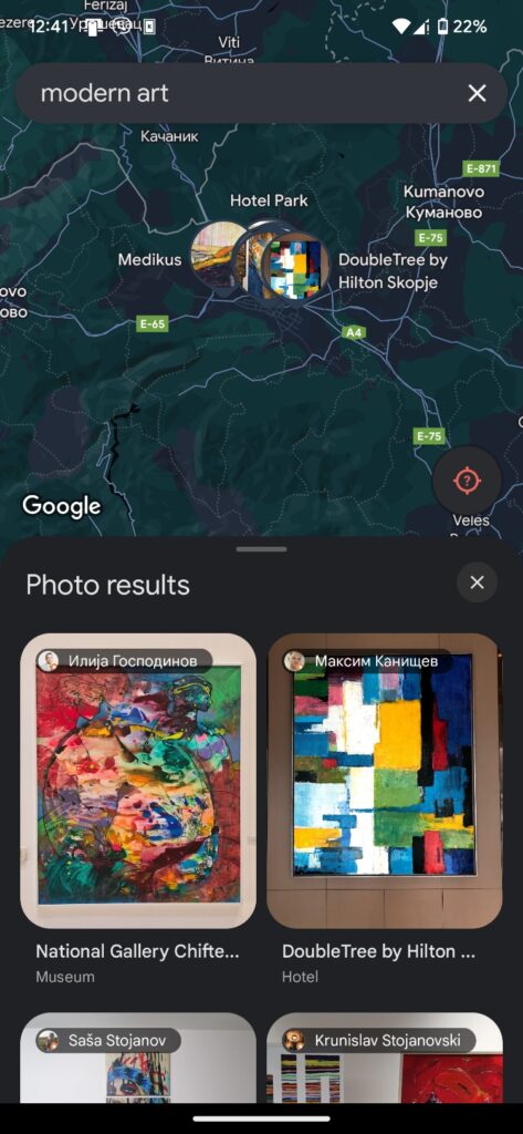 finding nearby modern art museums using discover through photos