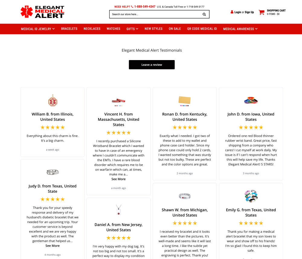 Elegant Medical Alert reviews widget