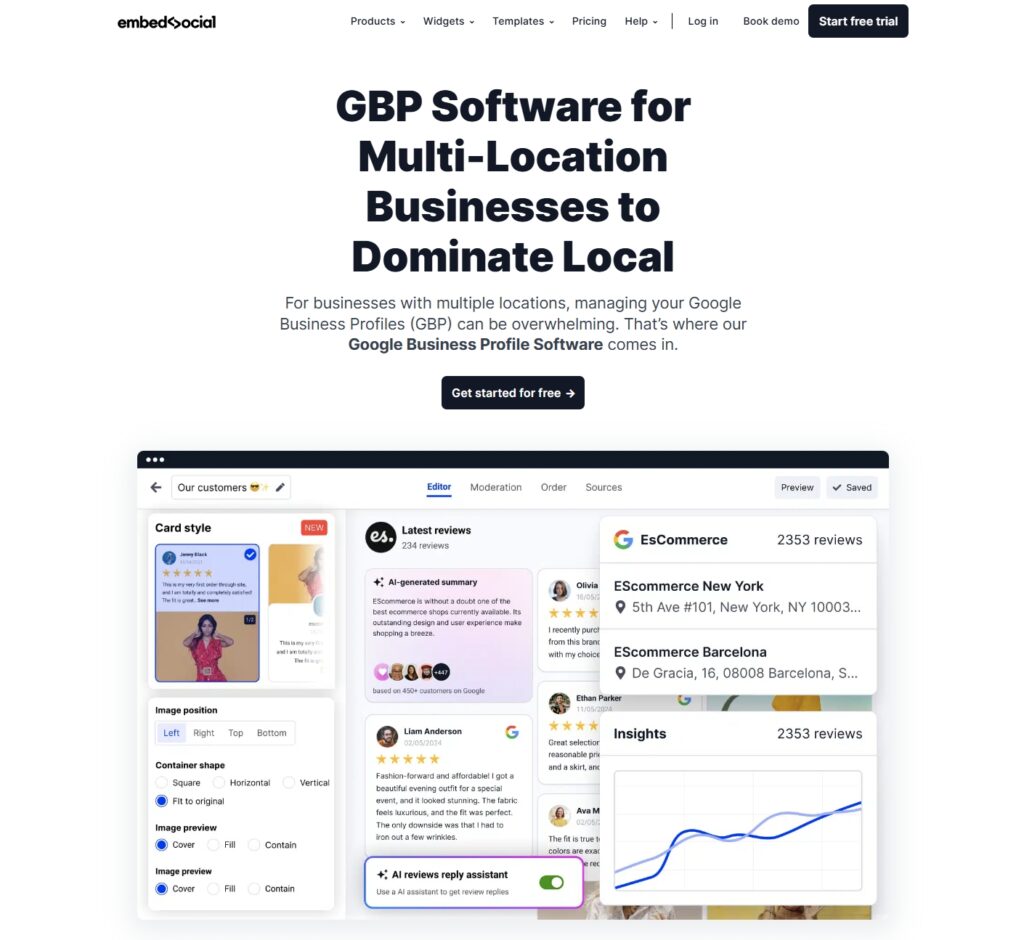 embedsocial gbp software landing page