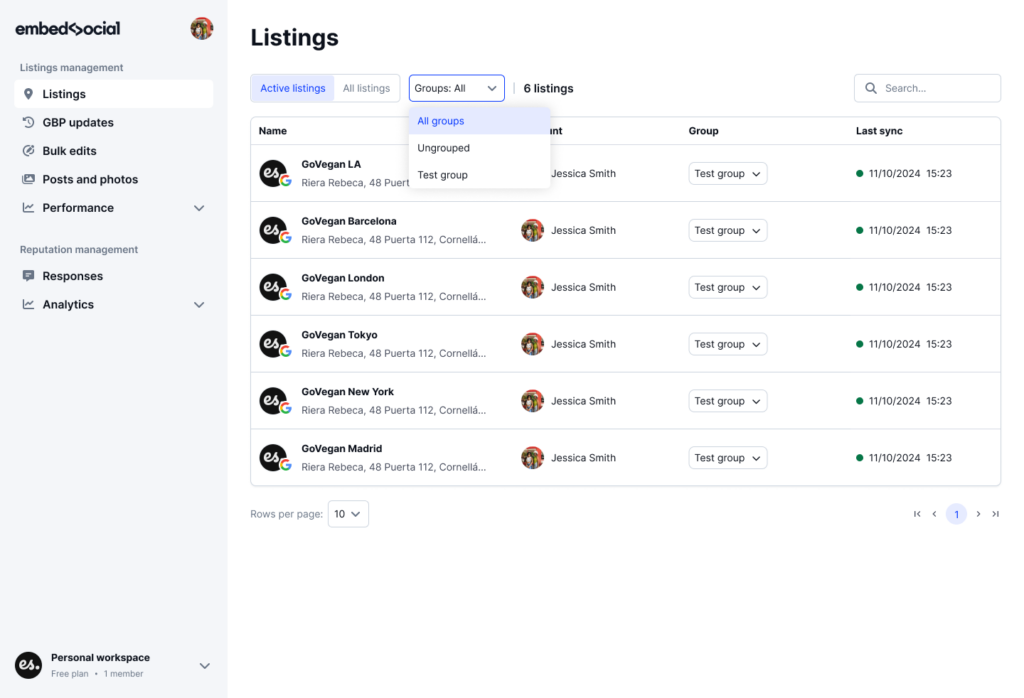 embedsocial listings page