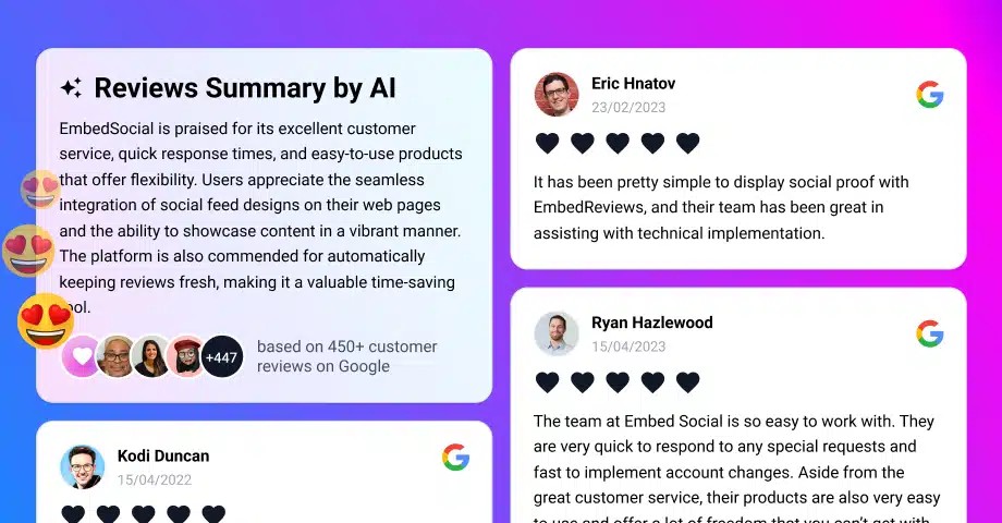 embedsocial ai reviews summarizer