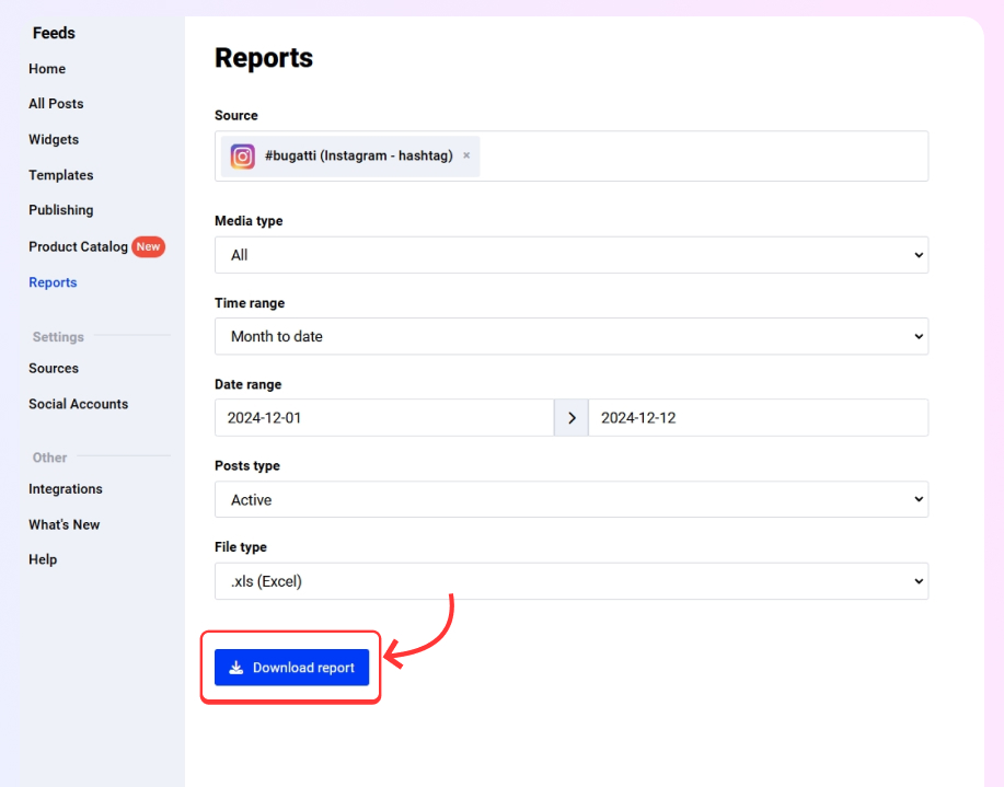 accessing the reports tab via the embedsocial dashboard