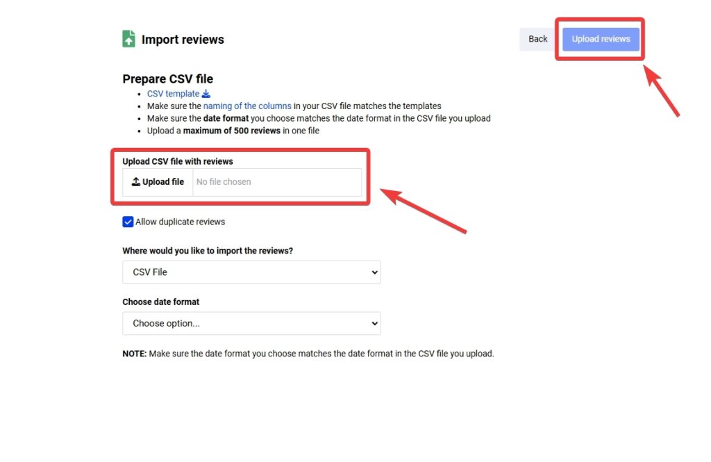 preparing csv reviews for upload on embedsocial