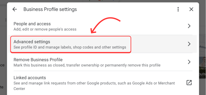 Google busines sprofile advanced settings