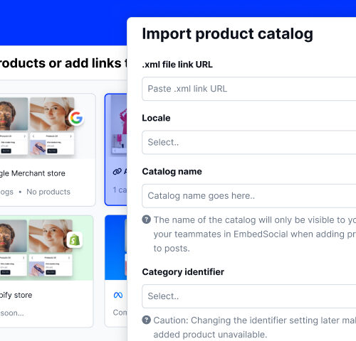 Add Google merchant product catalog to social media widget