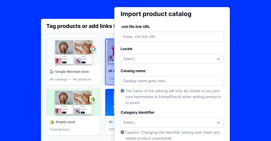 Add Google merchant product catalog to social media widget