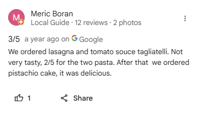 restaurant review example