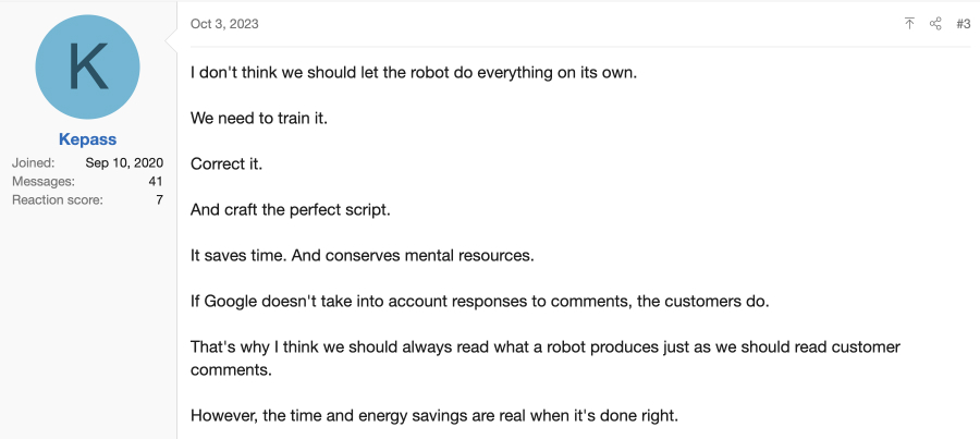 Ai responding to google reviews by actual users