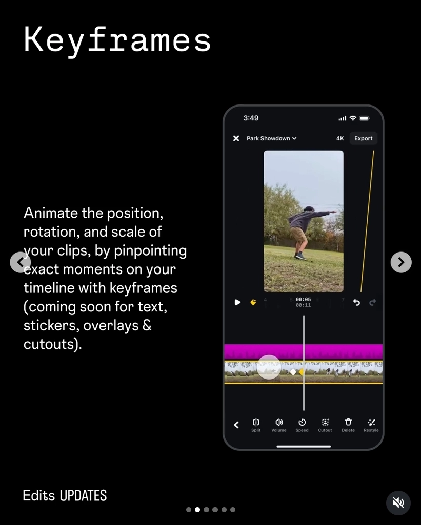 instagram edits keyframes update