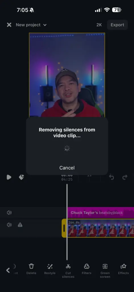 instagram edits silence remover