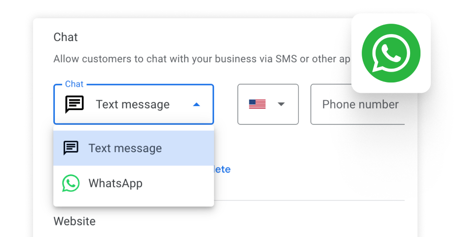 Steps to add WhatsApp chat on Google business profile.