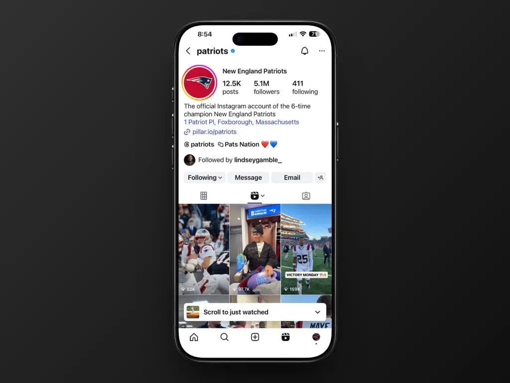 instagram scroll to just watched