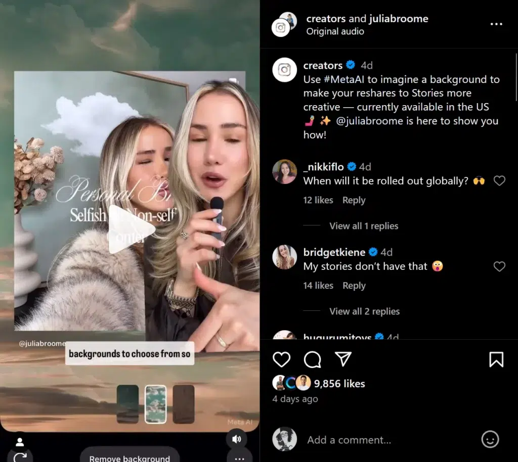 instagram stories metaai backgrounds