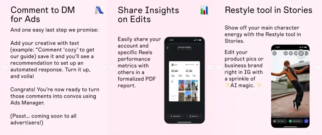 instagram for business updates