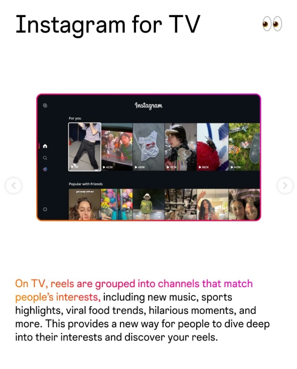 instagram for tv update