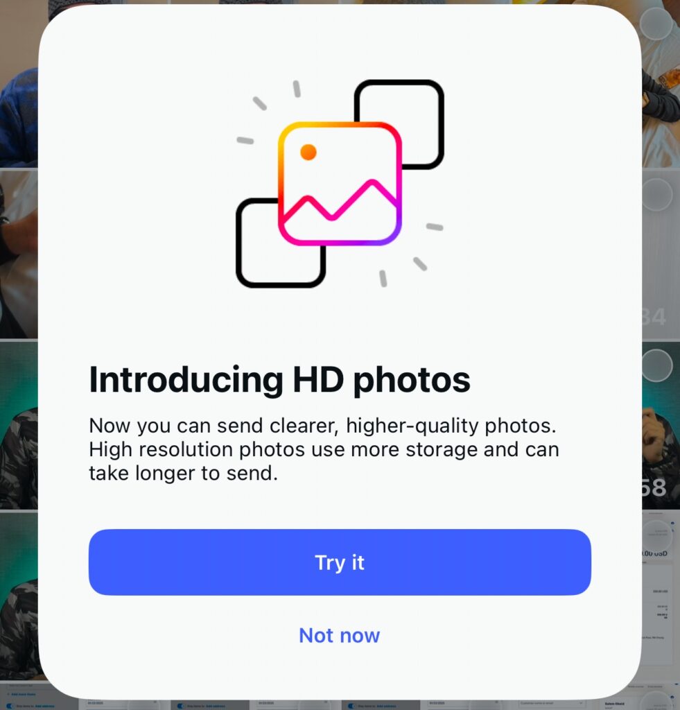 sending hd photos in instagram dms feature