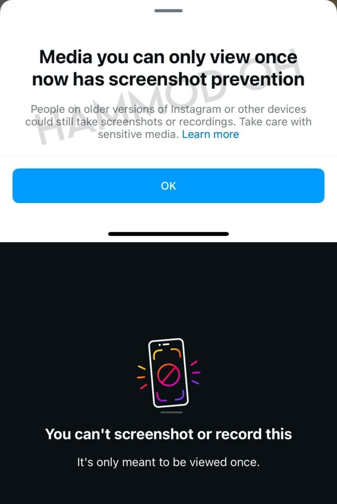 instagram screenshot prevention feature