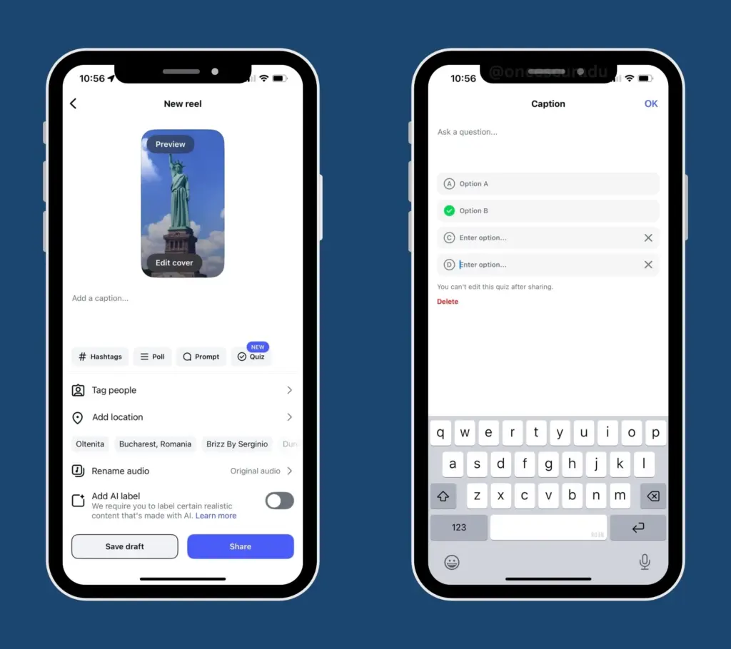 instagram quiz reels