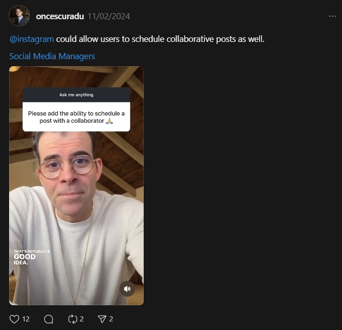 new instagram update for scheduling collaborative posts