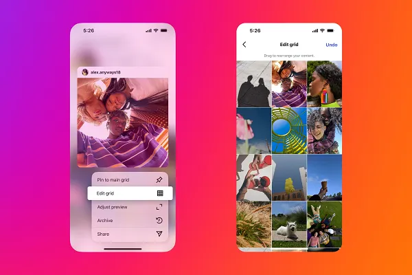 instagram rearrange user grid feature