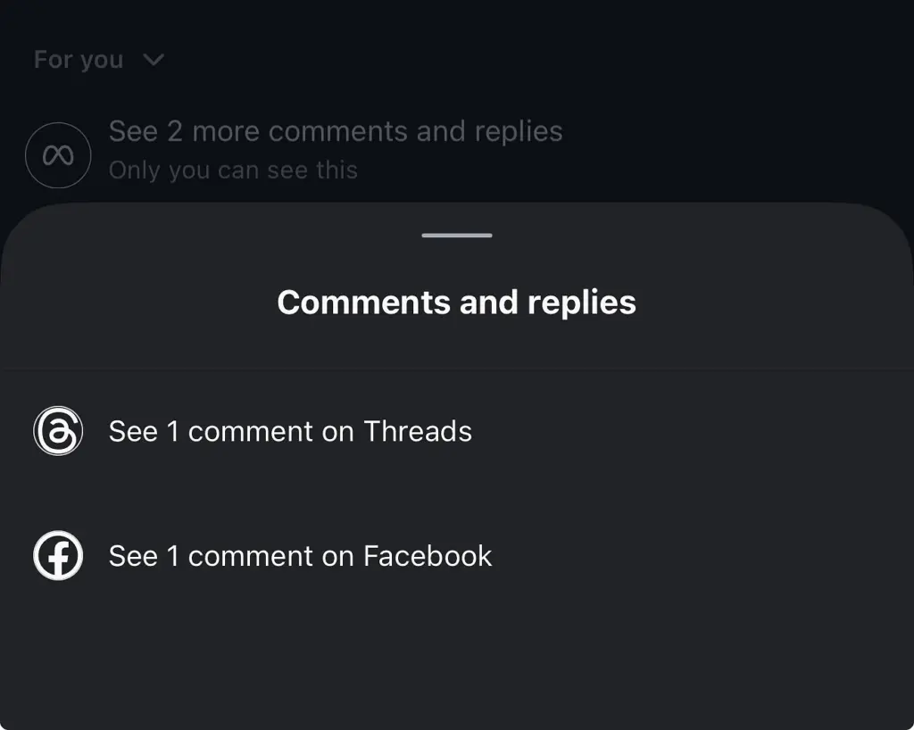 meta crossposting update for comments and replies