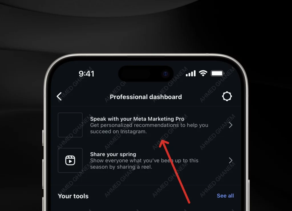 meta marketing pros in instagram proffesional dashboard