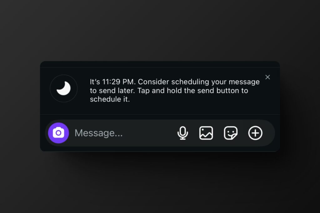 instagram message scheduling prompt