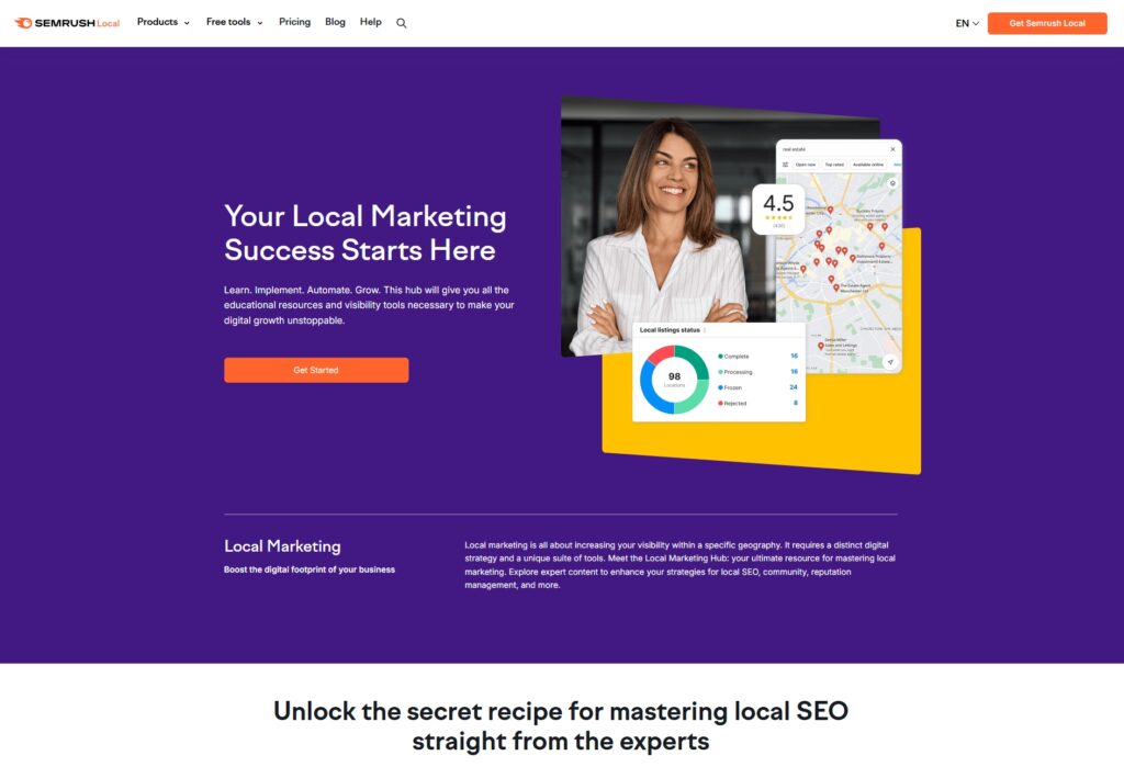 semrush local landing page