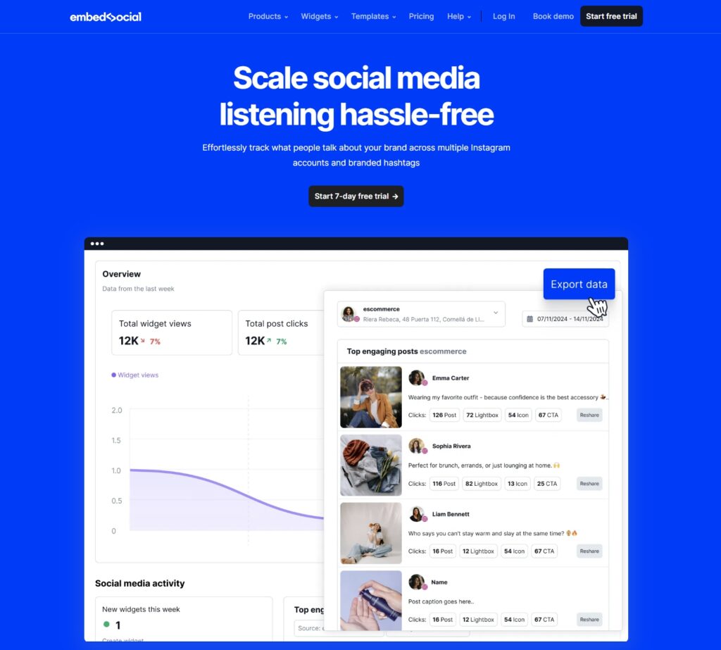 embedsocial social media listening landing page