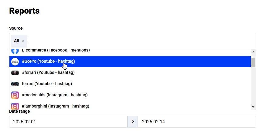 choosing the sources for the reports in embedsocial