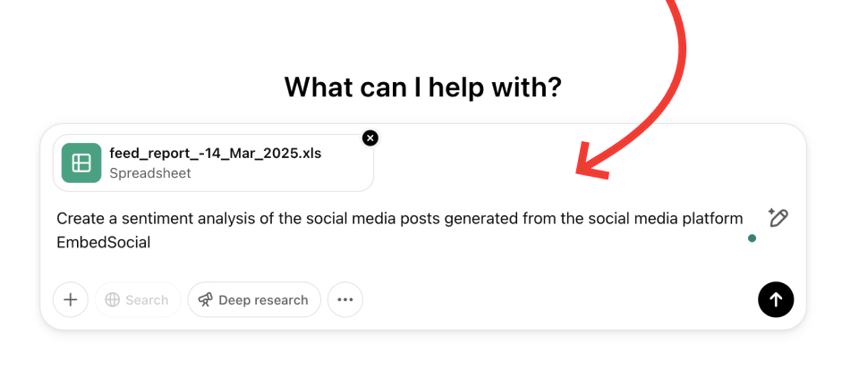 Use ChatGPT to analyse social media posts generated from EmbedSocial