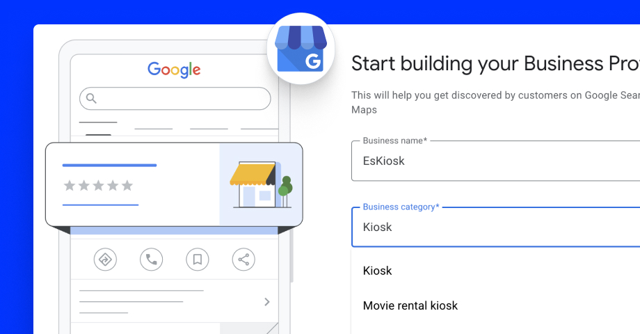 Steps to create a Google business profile for a kiosk