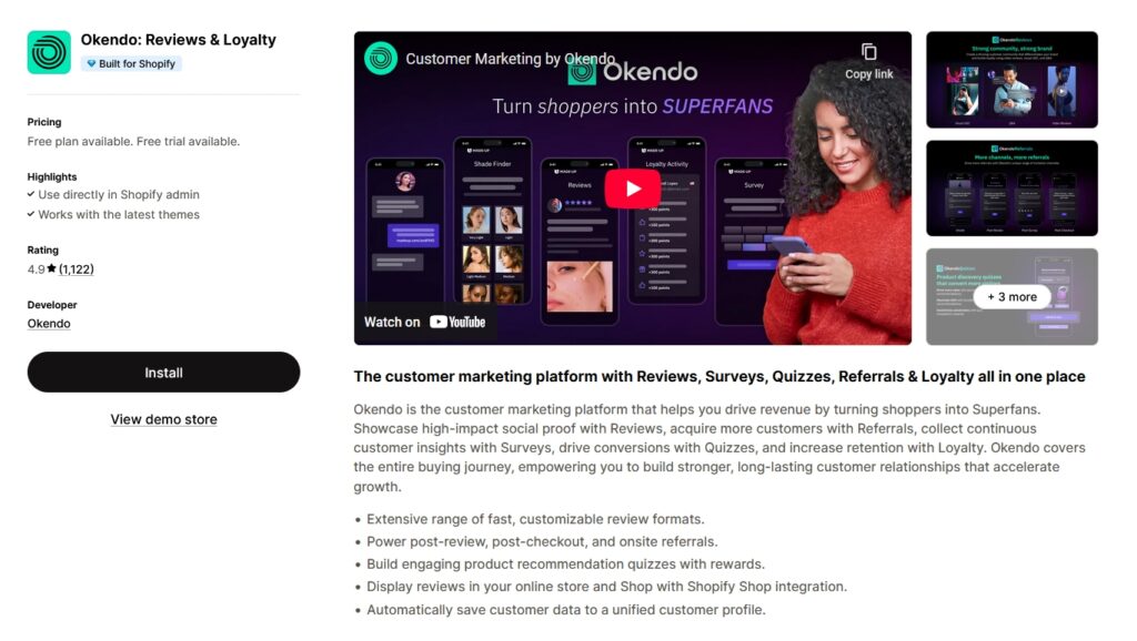 okendo shopify app page