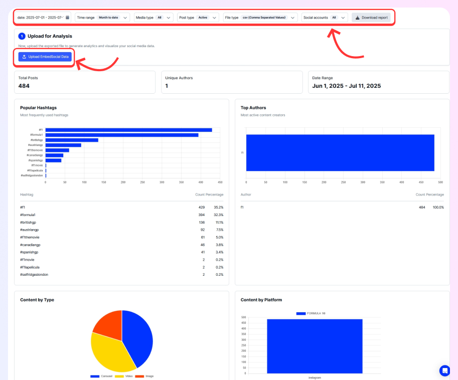 analyzing your social media posts in embedsocial