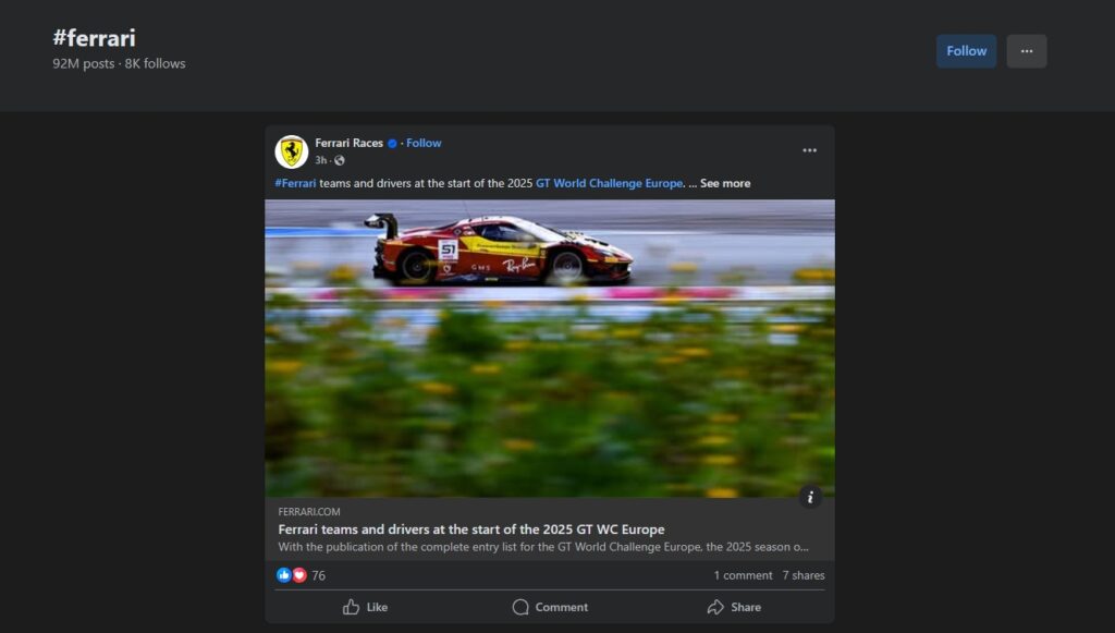 example of a hashtag page on facebook