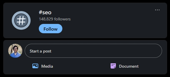 linkedin hashtag follower count