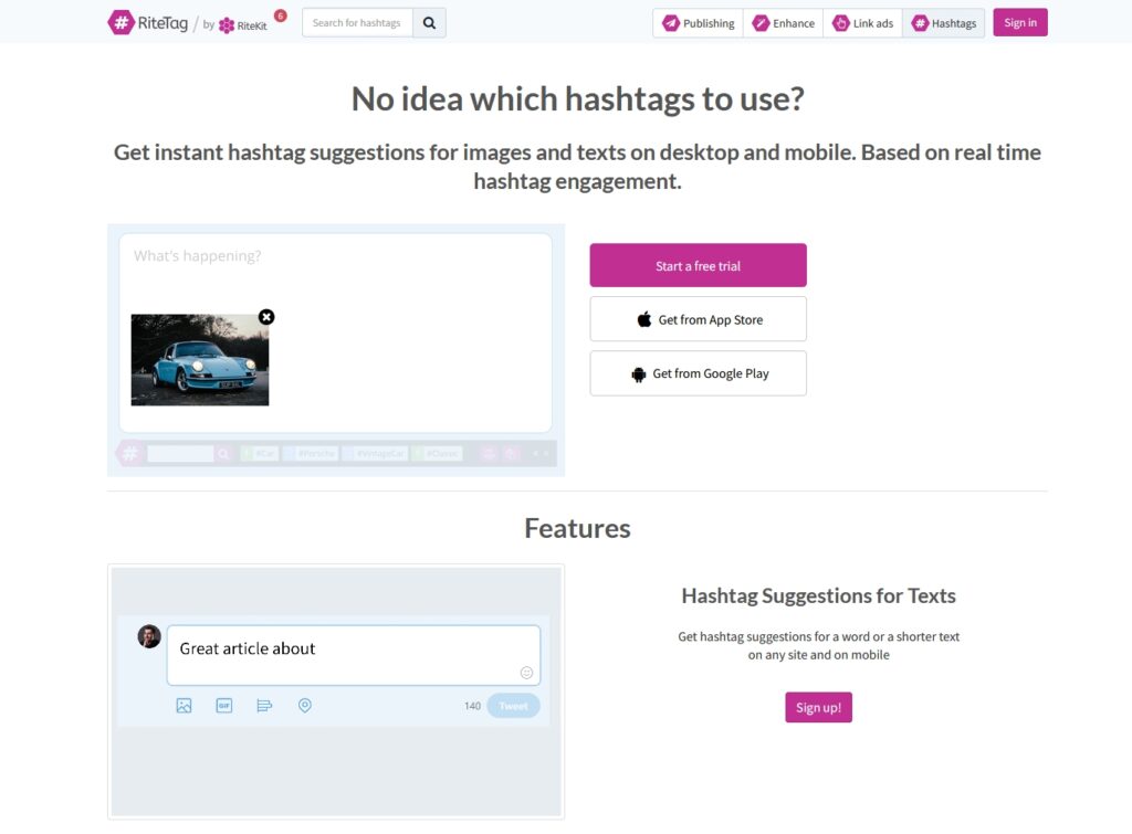 ritetag landing page