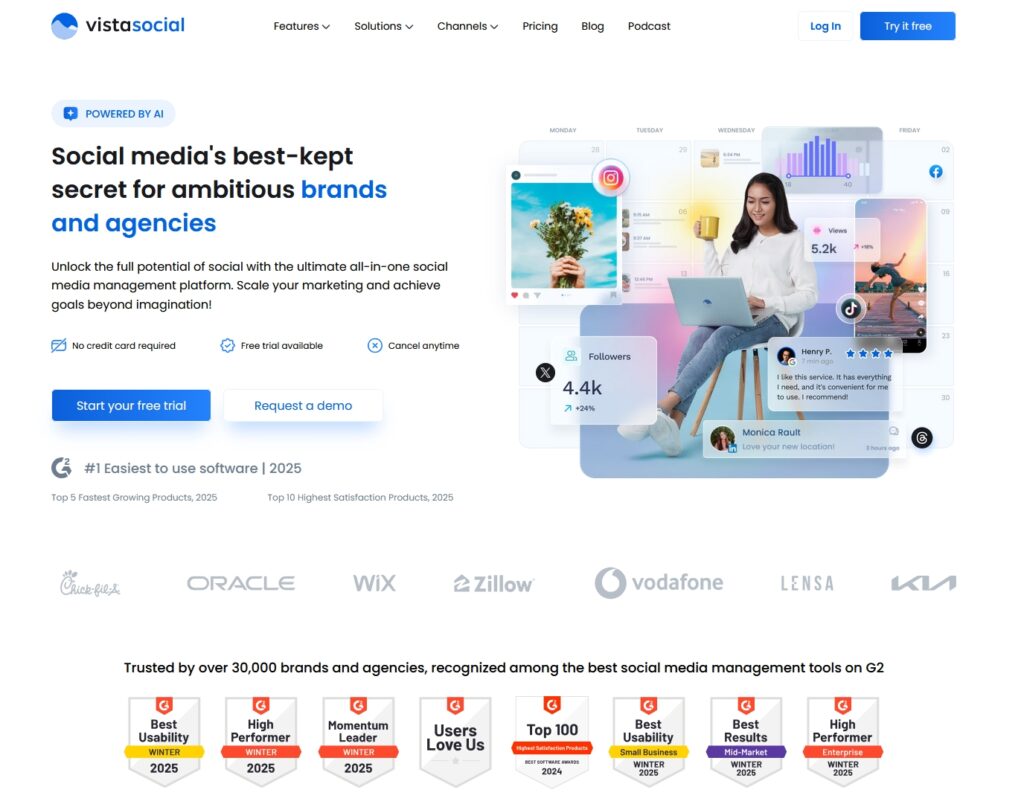 vista social landing page