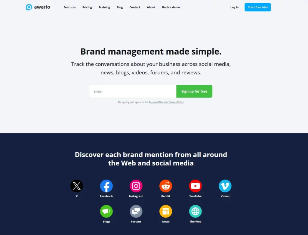 awario landing page
