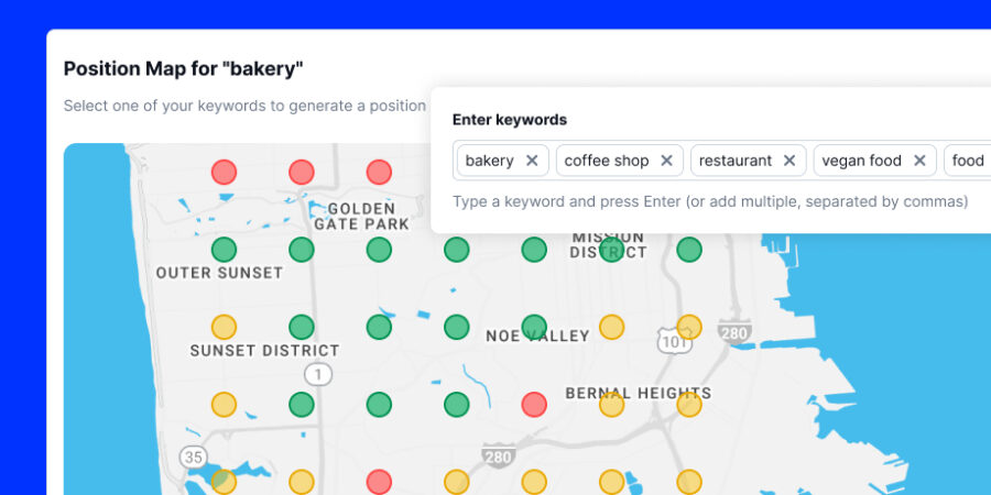 Local SEO heatmap for analyzing local competition